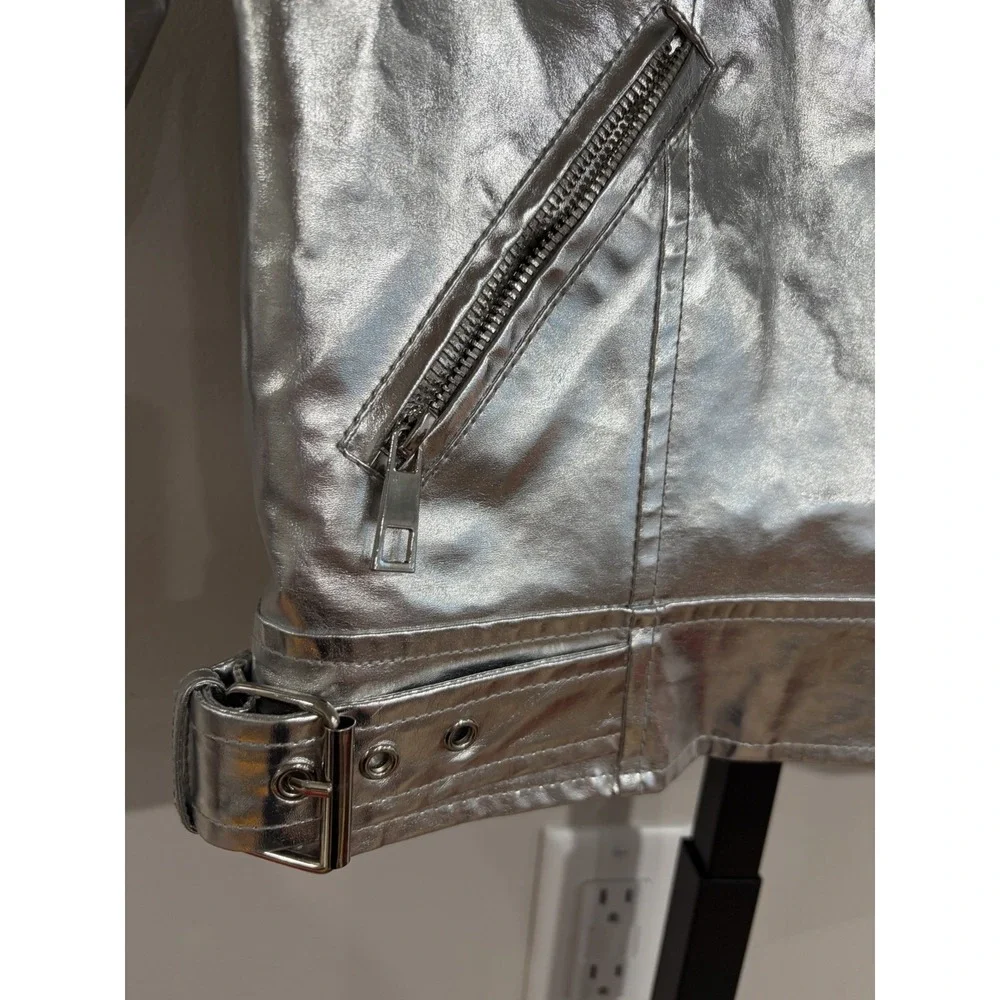 NOVA kids silver‎ metallic jacket designer fashion girls 12 NWOT P76